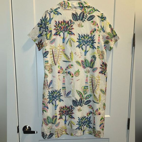 VILAGALLO Tropical Shirt Dress - Size 44 US 12 Palm Trees - Picture 6 of 9